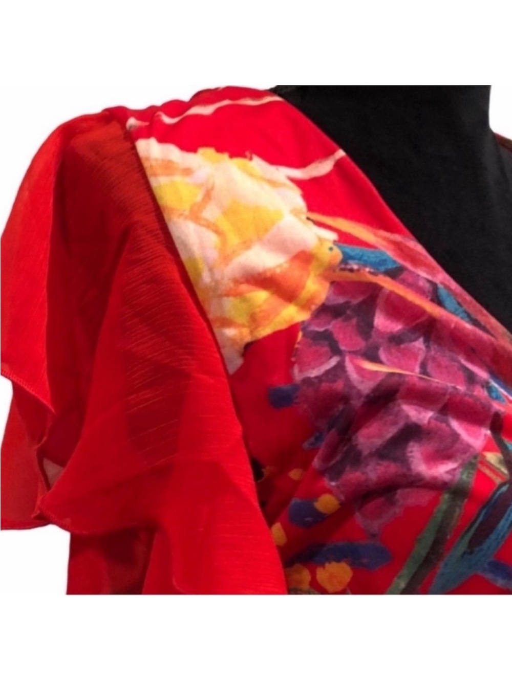 Desigual Miranda NWT bohemian feminine faux wrap red floral sexy dress medium - Picture 9 of 16